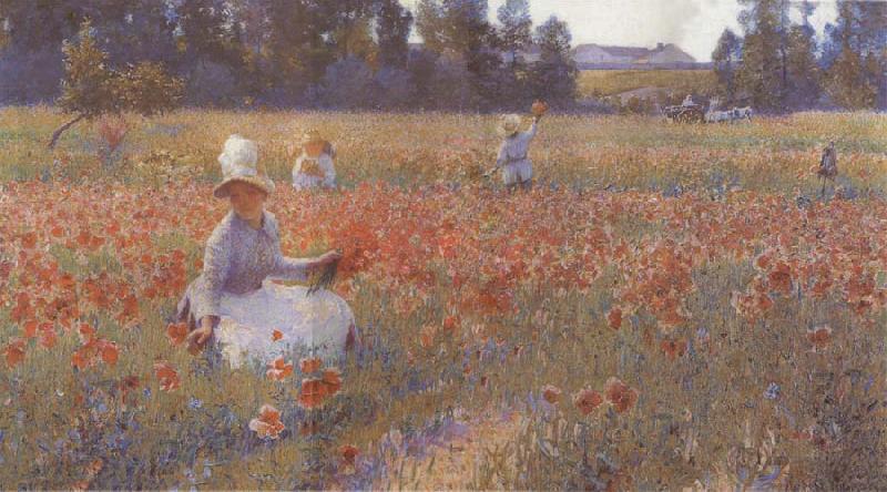 Robert William Vonnoh In Flanders Field Where Soldiers Sleep and Poppies Grow France oil painting art